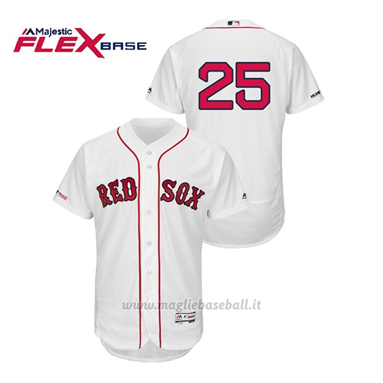 Maglia Baseball Uomo Boston Red Sox Steve Pearce 150th Aniversario Patch Flex Base Bianco